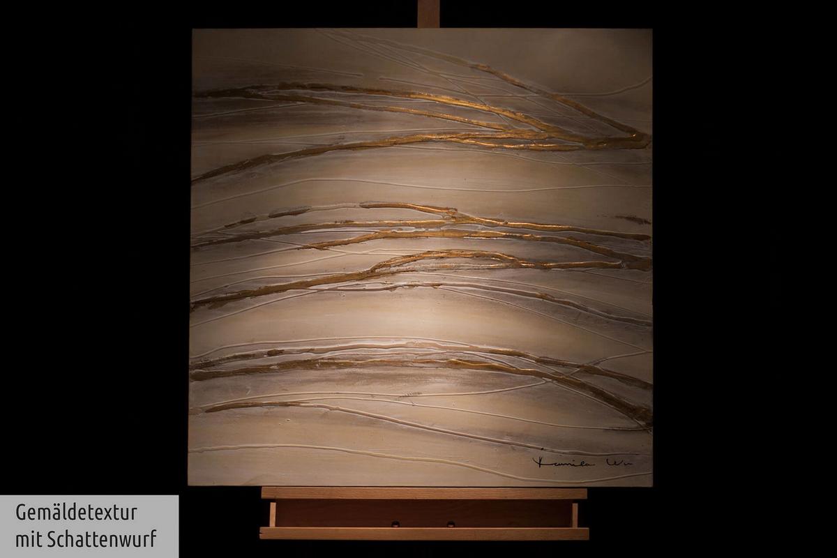 ACRYLBILD HANDGEMALT 80/80 cm - Goldfarben, Holz/Textil (80/80cm) - KUNSTLOFT
