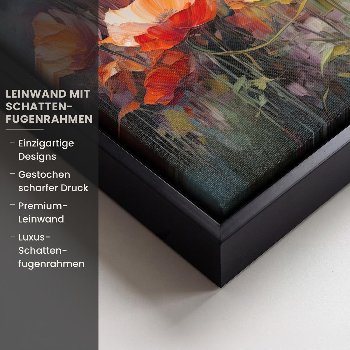 LEINWAND Bilder mit Rahmen - Blumen - Aquarell - Kunst - Botanisch - Natur - 40x30 - Orange, Textil (40/30cm) - MuchoWow