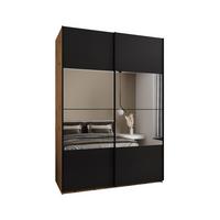 SCHWEBETÜRENSCHRANK 245,5/170/64 2-türig - Schwarz/Eiche Artisan, Holz/Metall (170/245/64cm) - Abiks Möbel