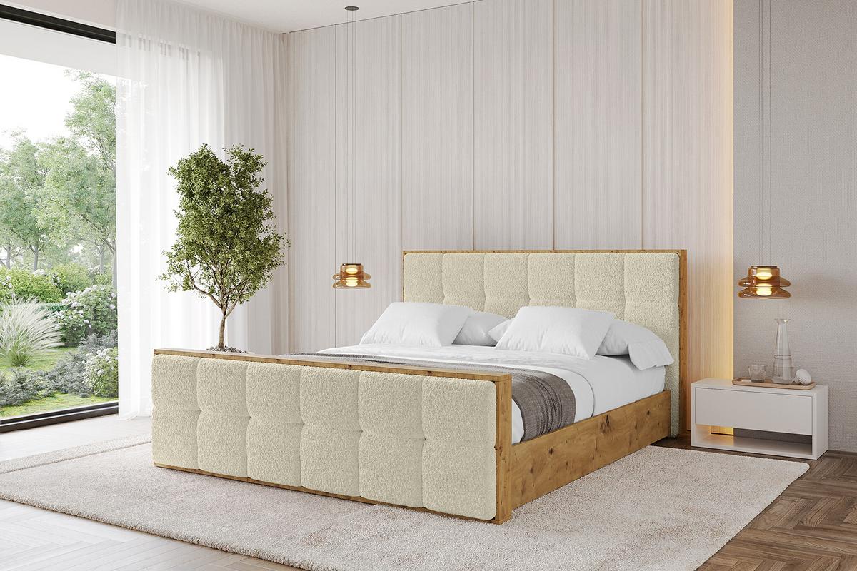 POLSTERBETT mit Bettkasten, Fußteil und Lattenrost, Boxbett ohne Matratze - ENZO7-Z 200x200 - Champagner, Holzwerkstoff/Textil (200/200cm) - ALTDECOR