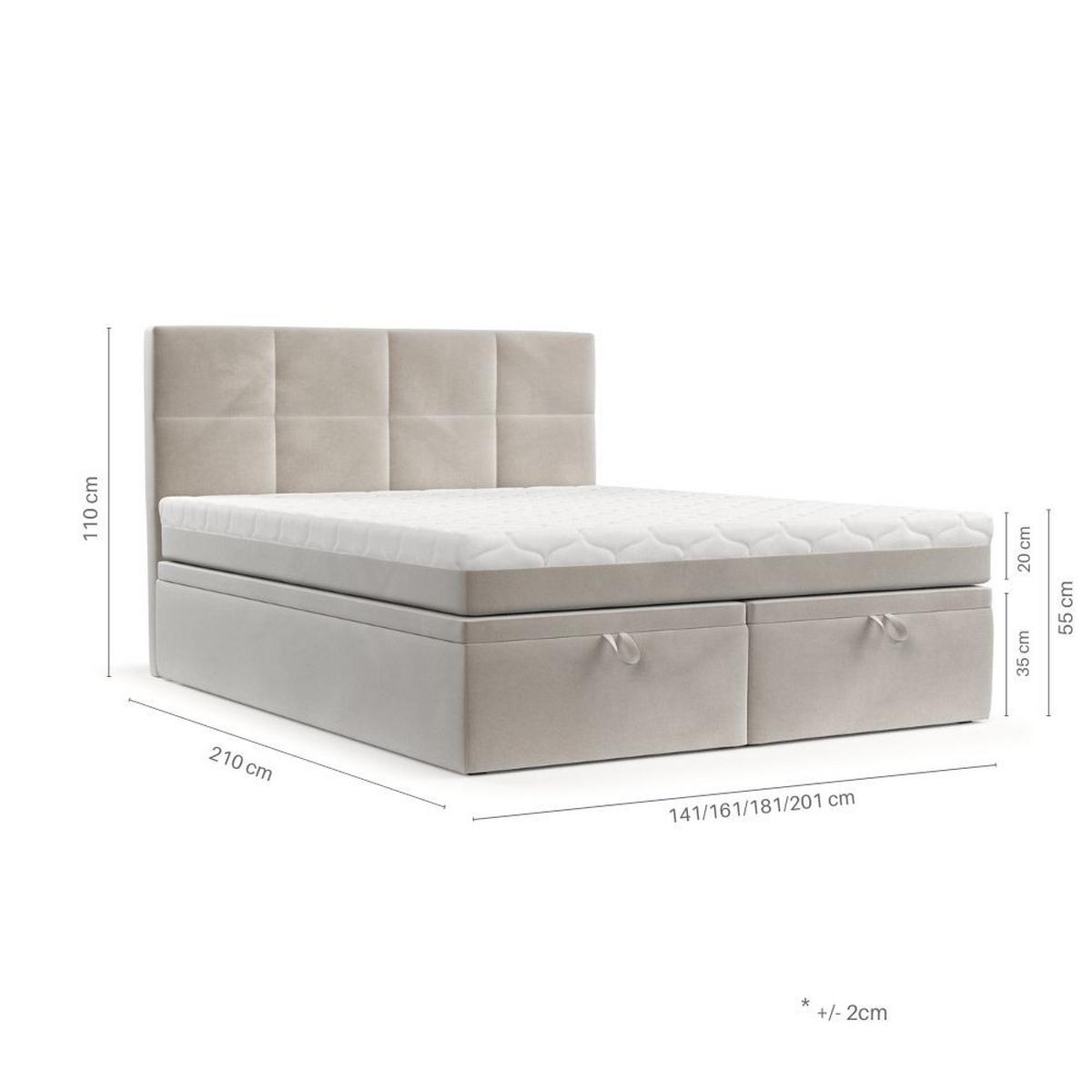 BOXBETT Tessa 180/200 cm Schwarz im Kronos Stoff - Schwarz, Holz/Holzwerkstoff (180/200cm) - AltaBeds
