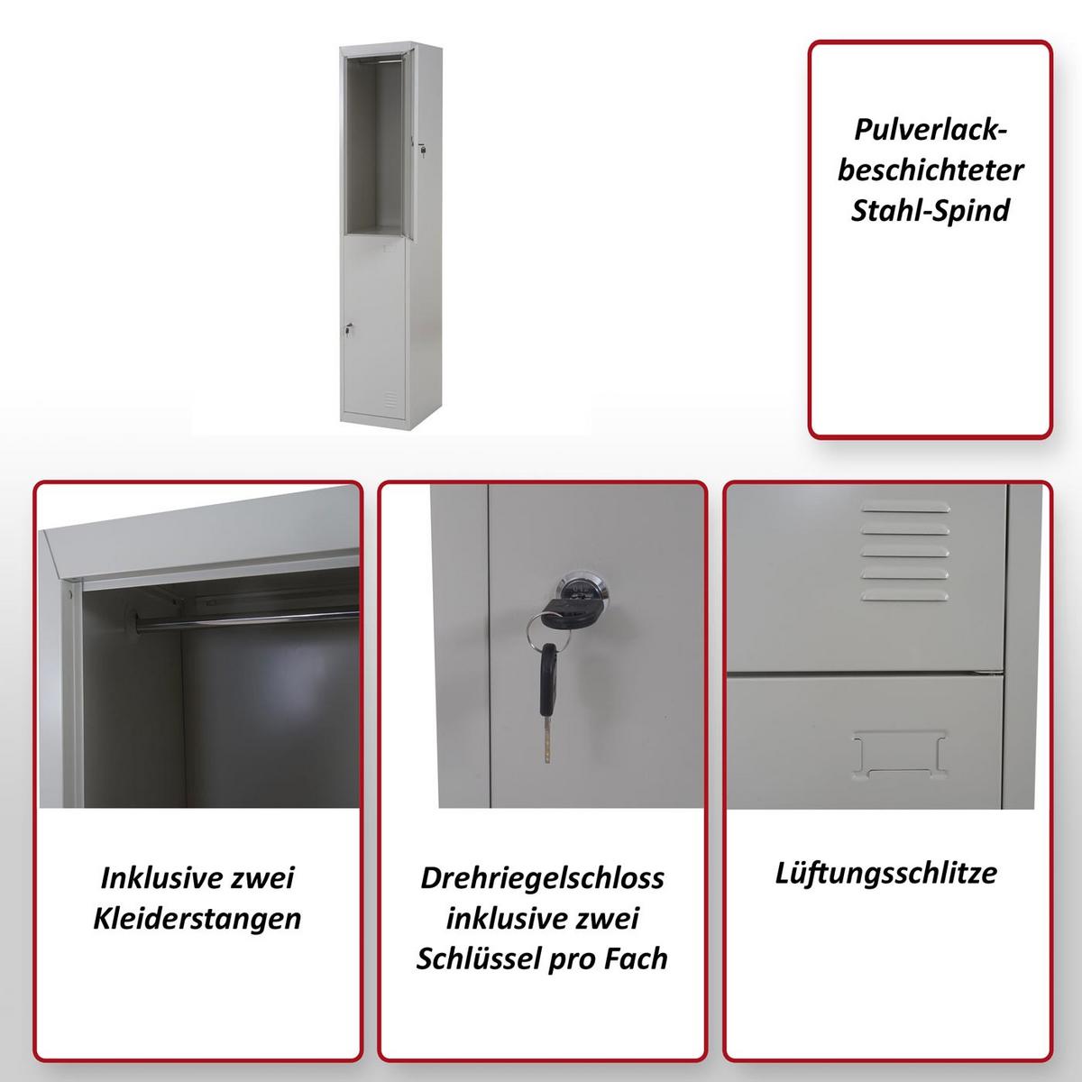 SCHLIESSFACH Grau - Grau, Metall (38/185/45cm) - MCW