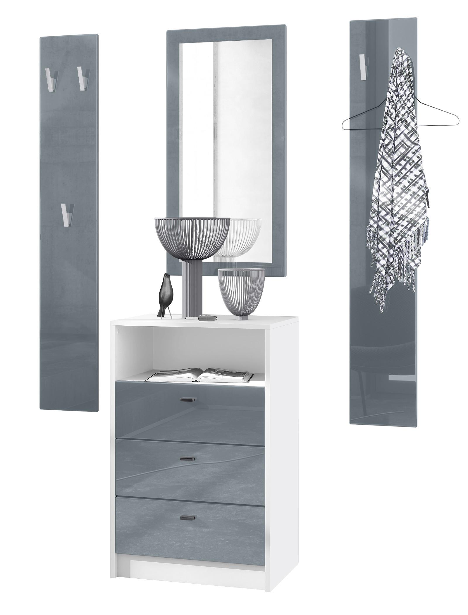GARDEROBE Pino Grau Hochglanz - Grau, Holzwerkstoff (135/190/36cm) - Vladon