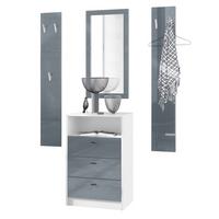 GARDEROBE Pino Grau Hochglanz - Grau, Holzwerkstoff (135/190/36cm) - Vladon