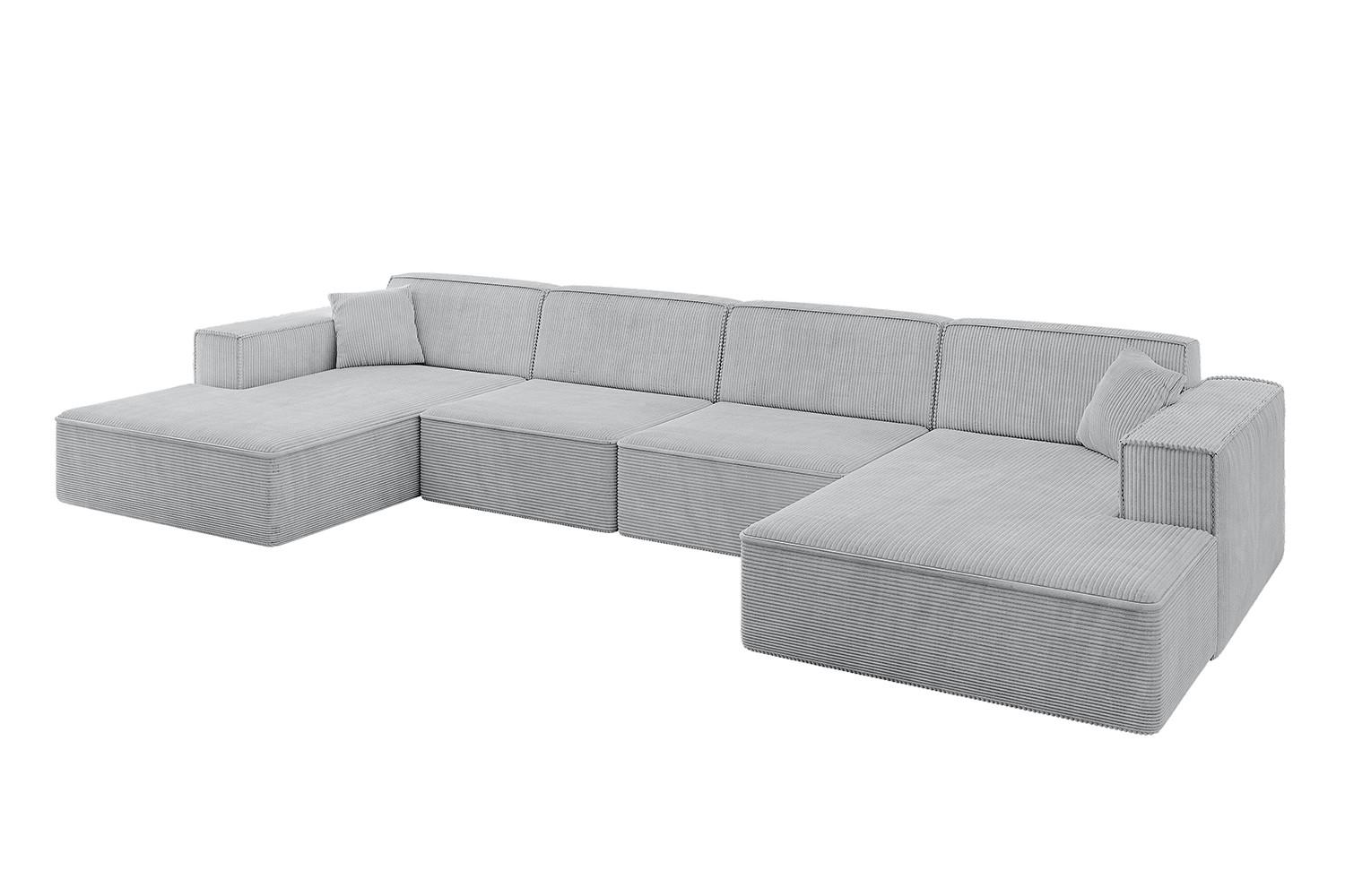 WOHNLANDSCHAFT IREA-U2-v4 - 386x165x77 cm Grau - Grau, Holzwerkstoff/Textil (386/77/165cm) - ALTDECOR