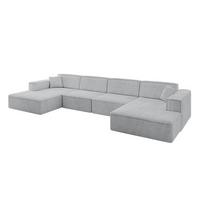 WOHNLANDSCHAFT IREA-U2-v4 - 386x165x77 cm Grau - Grau, Holzwerkstoff/Textil (386/77/165cm) - ALTDECOR