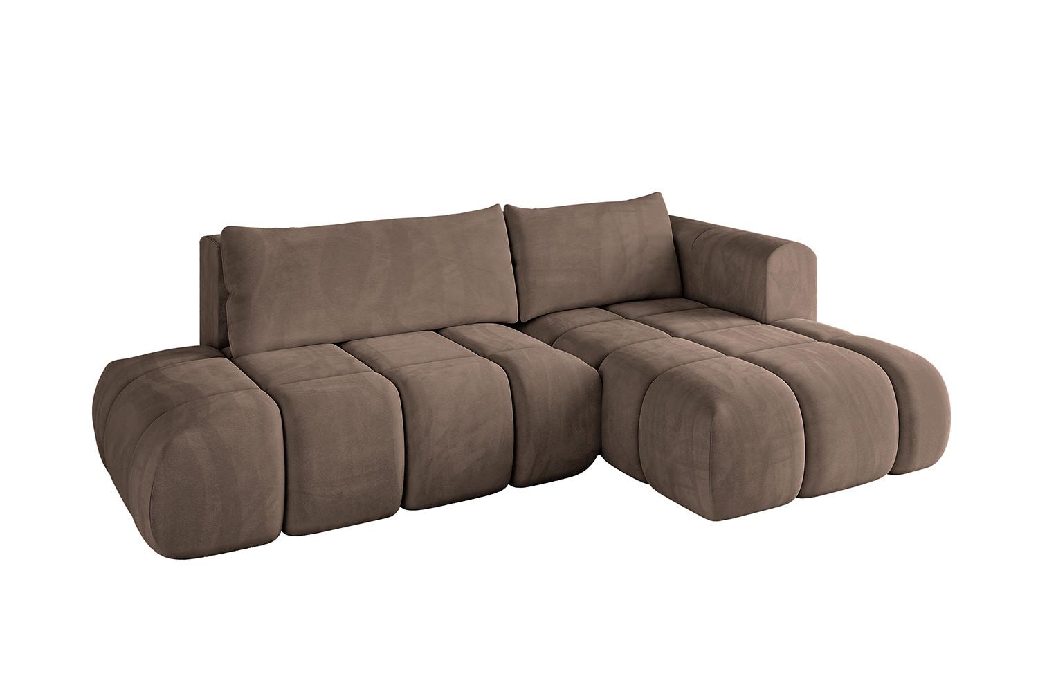 ECKSOFA Ottomane Rechts CLOUD-L 280x185x90 Braun Velours - Braun, Holzwerkstoff/Kunststoff (185/280cm) - ALTDECOR