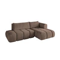 ECKSOFA Ottomane Rechts CLOUD-L 280x185x90 Braun Velours - Braun, Holzwerkstoff/Kunststoff (185/280cm) - ALTDECOR