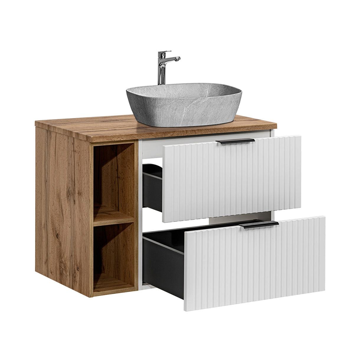 WASCHTISCH 80.6cm Adriel Weiß, Holz und Stein - Weiß, Holzwerkstoff (80.6/59/46cm) - Petits-meubles