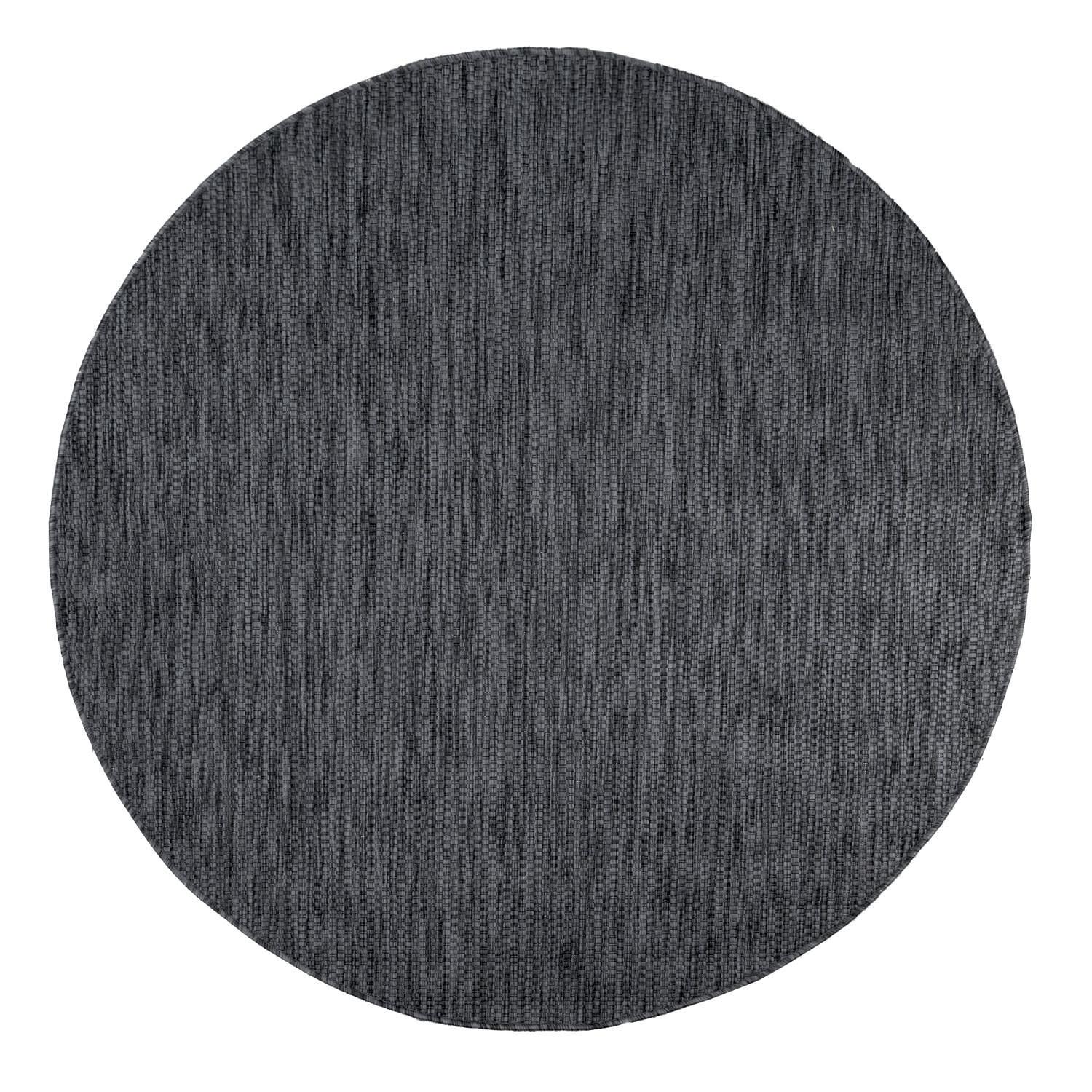 FLACHWEBTEPPICH, einfarbig, aus Polypropylen, Anthrazit, Ø 80 cm - Anthrazit, Textil (80/80cm) - KADIMA DESIGN