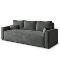 BETTSOFA MENI LM Grau Chenille-Stoff mit Schlaffunktion - Grau, Textil (232/85/87cm) - MASSENO
