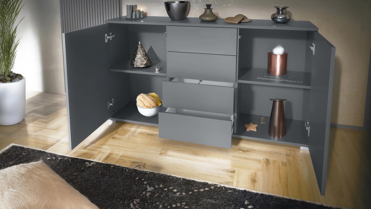 SIDEBOARD Santo Schwarz matt - Schwarz, Holzwerkstoff (138.5/75.5/35cm) - Vladon