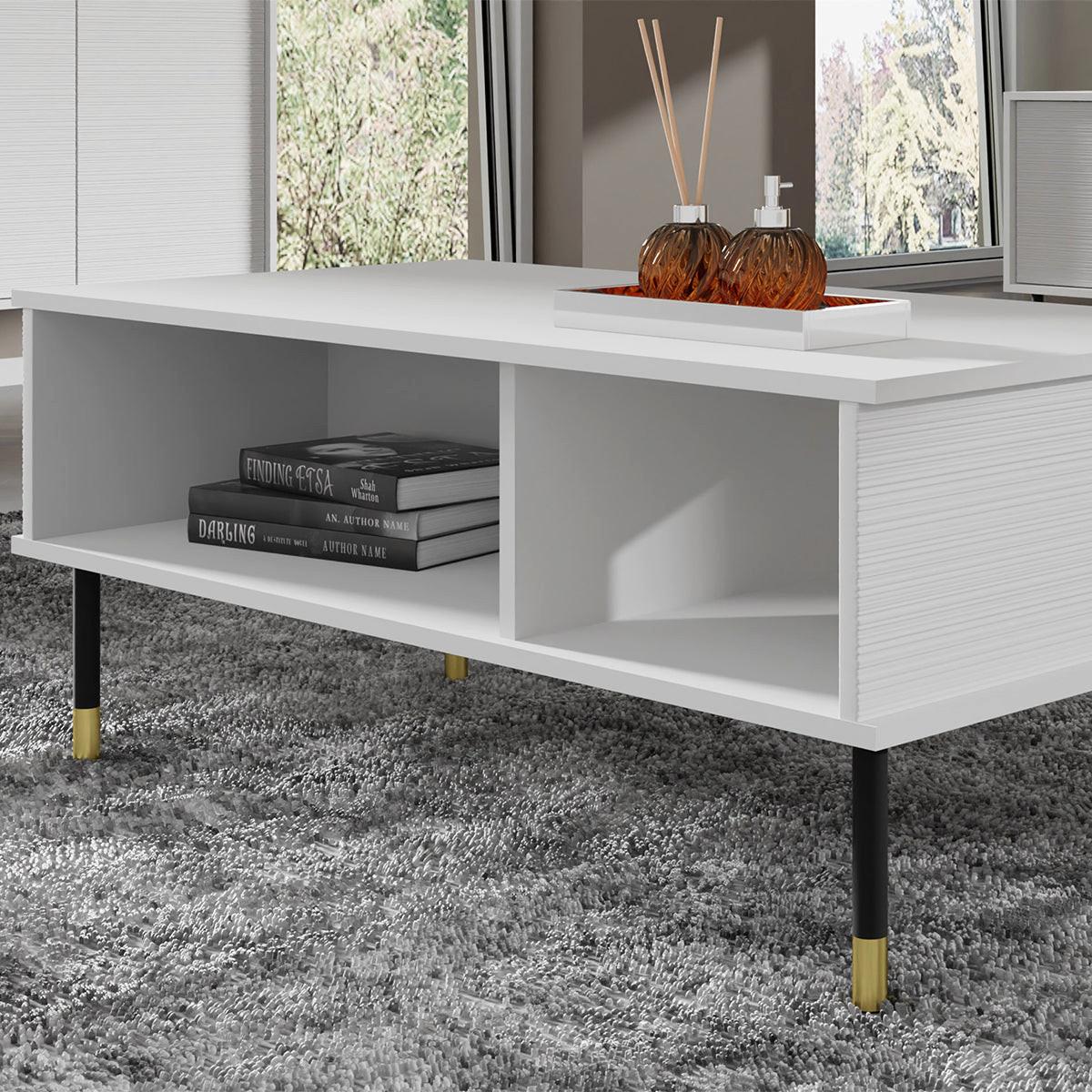 COUCHTISCH Rani Weiß - Weiß, Holzwerkstoff (55/110/45cm) - Petits-meubles