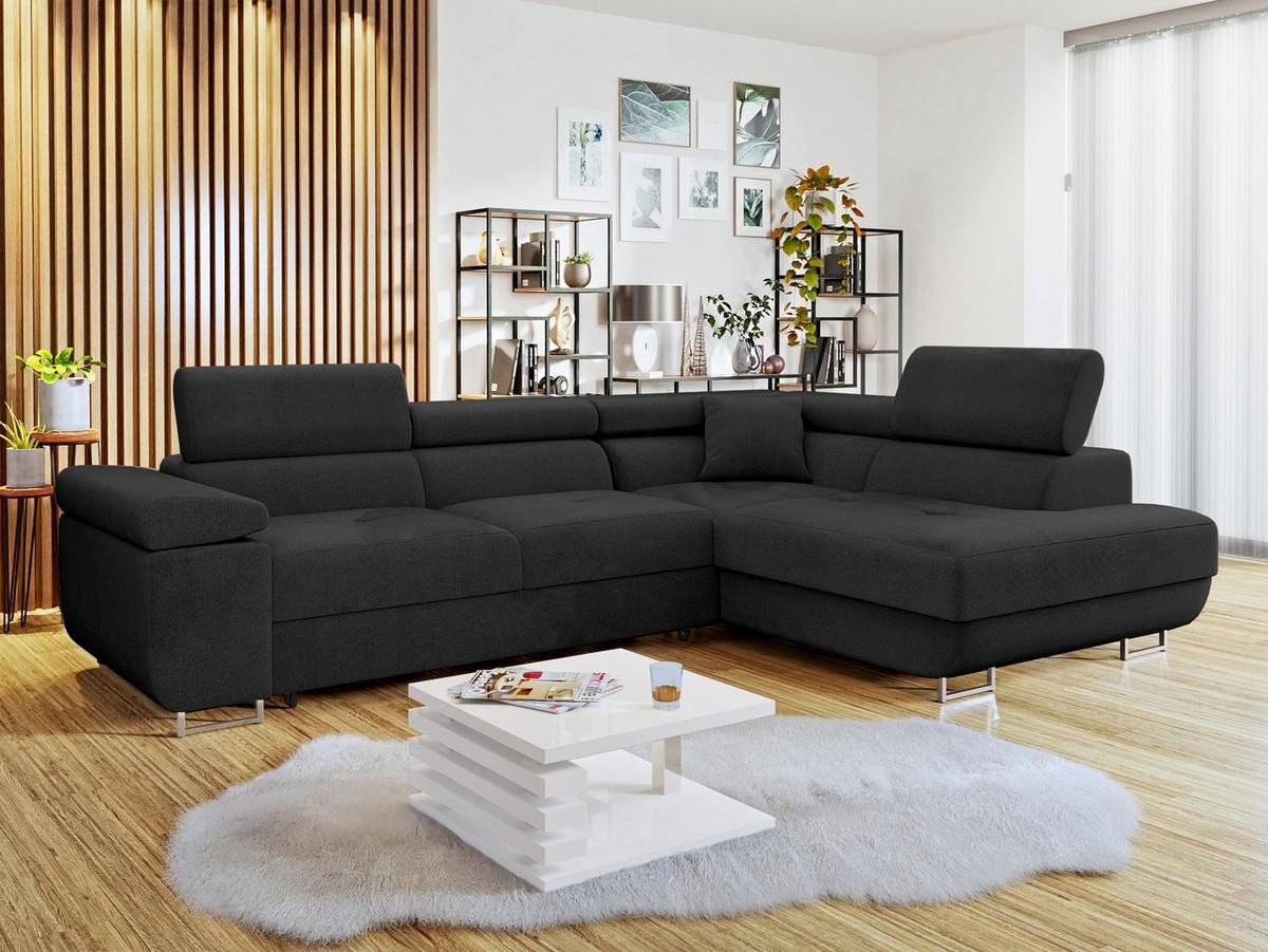 ECKSOFA Torezio, Seite: Rechts - Schwarz, Holz/Textil (274/203cm) - MIRJAN24