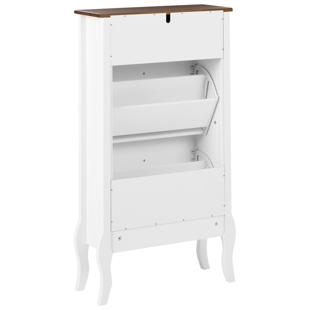 SCHUHSCHRANK Weiß Nundle - Dunkelbraun/Weiß, Holzwerkstoff (60/108/24cm) - Beliani