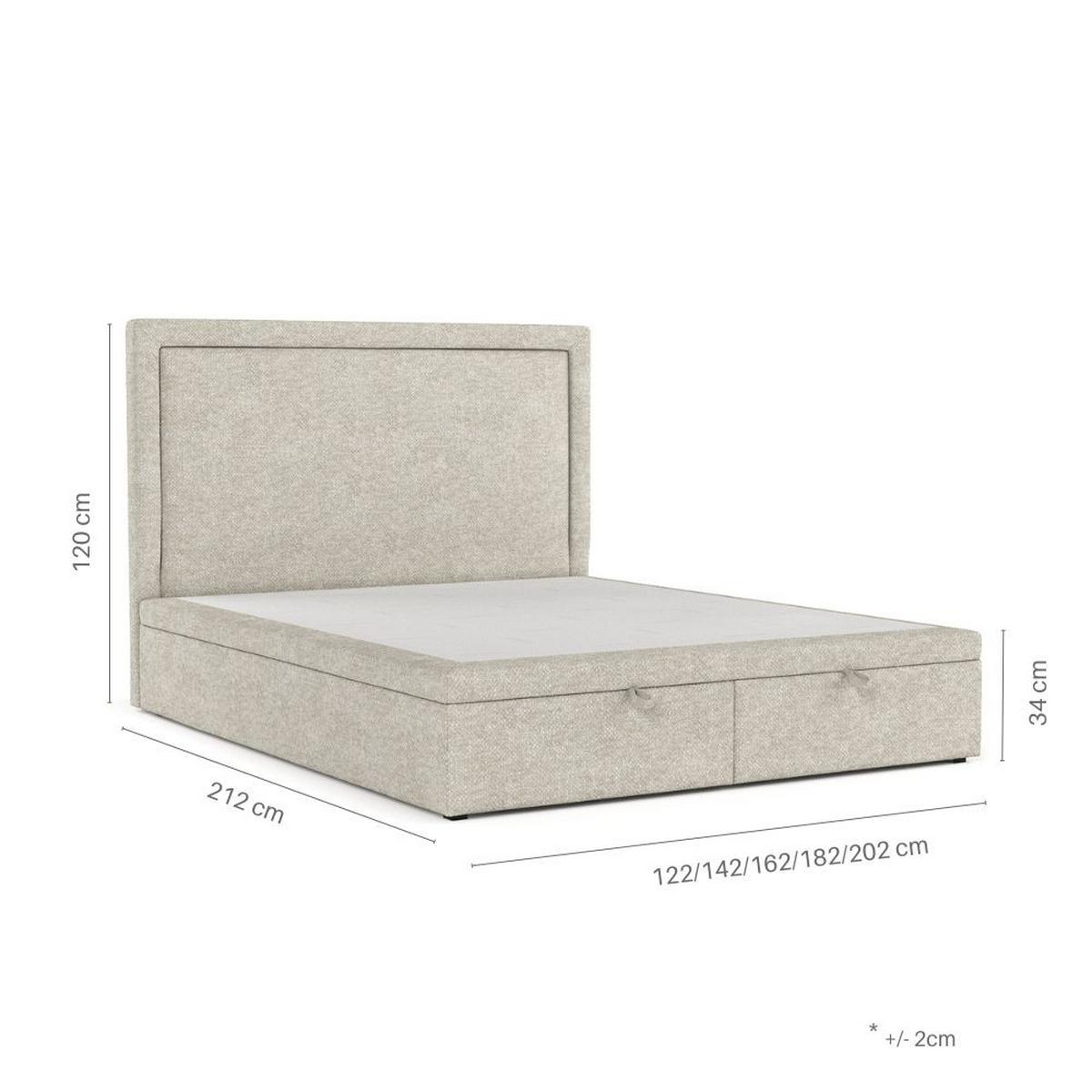 POLSTERBETT Salma mit Stauraum 120/200 cm Beige im Lotta Stoff - Beige/Schwarz, Holz/Holzwerkstoff (120/200cm) - AltaBeds