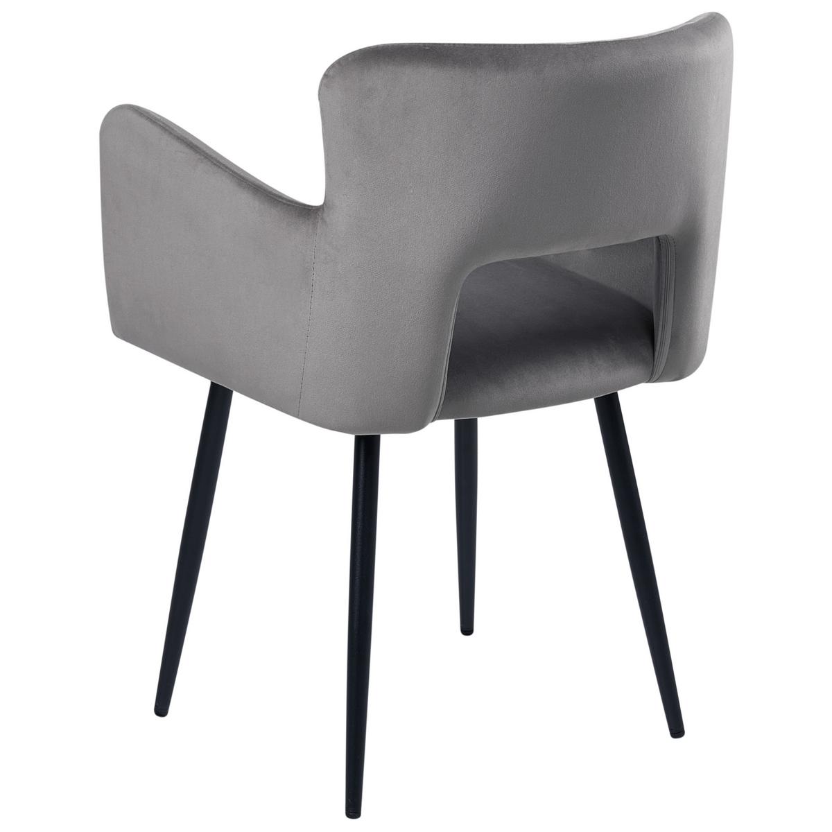 ESSZIMMERSTUHL 2er Set Samtstoff Grau Sanilac - Dunkelgrau/Schwarz, Textil/Metall (54/76/50cm) - Beliani