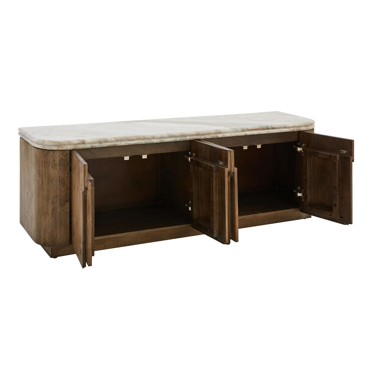 TV-SCHRANK aus Massivholz und Marmor 146/48/42 cm - Beige, Holz (42/48/12cm) - Signature