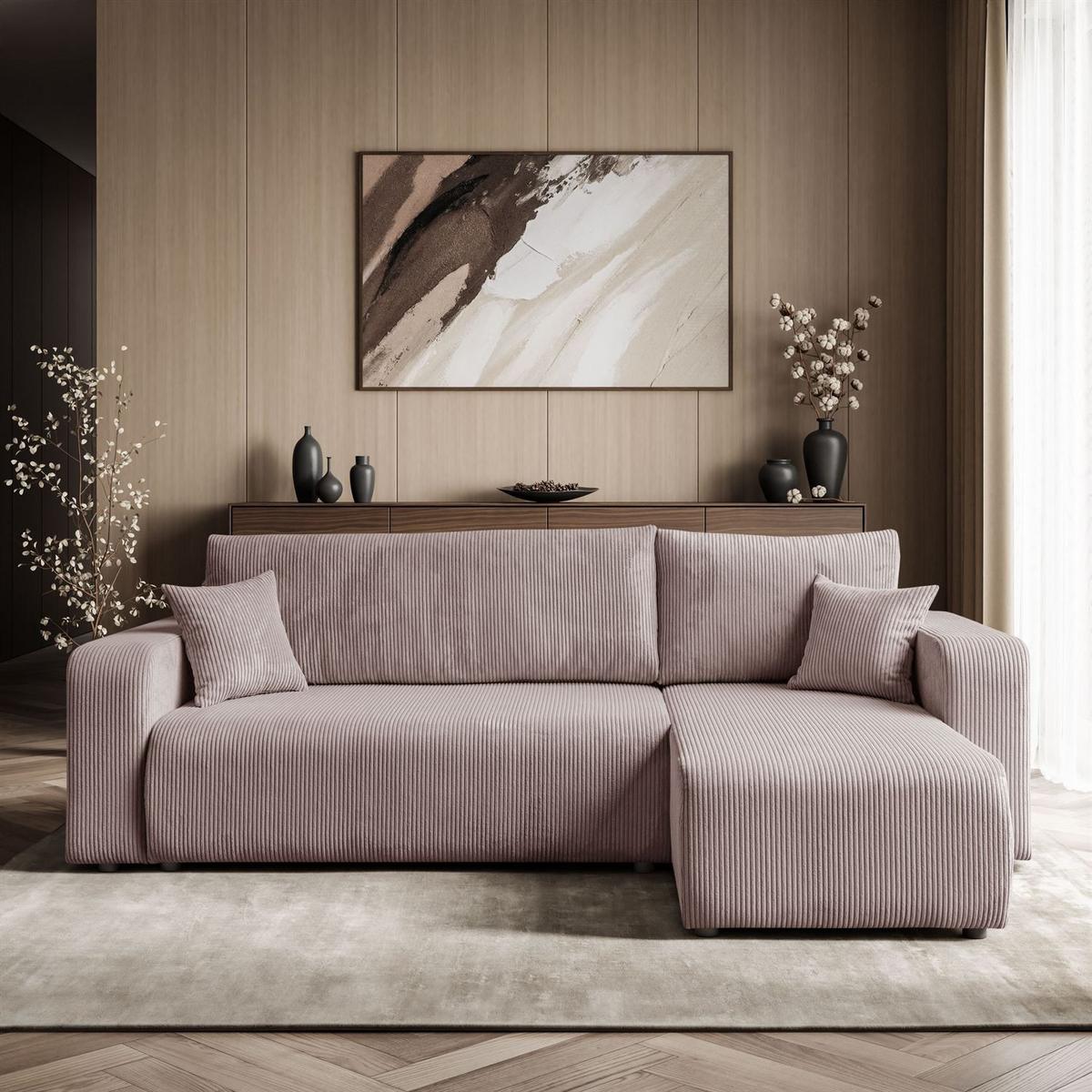 ECKSOFA PRESTIGE L, Poso 27 - Rosa, Textil (247/143cm) - Lookway