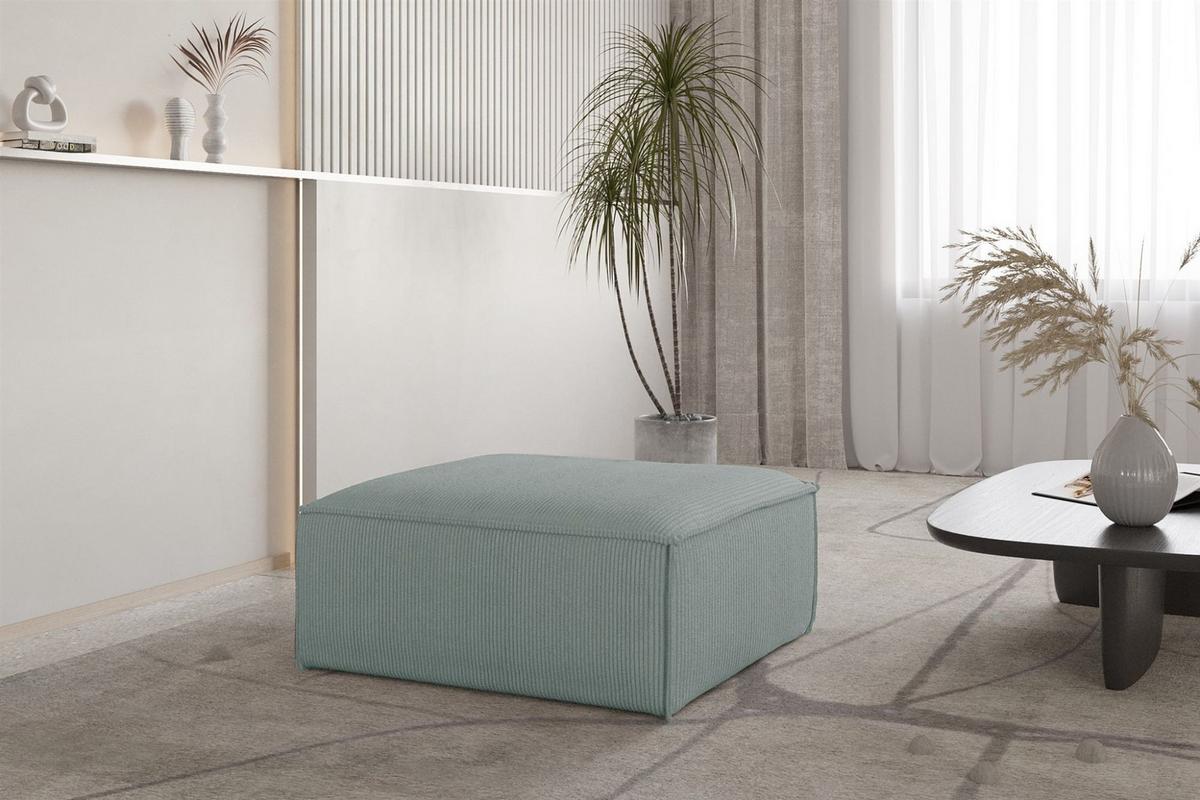 POLSTERHOCKER Celes Premium 85x85cm - Pastellblau, Holzwerkstoff/Textil (85/40/85cm) - Fun Möbel