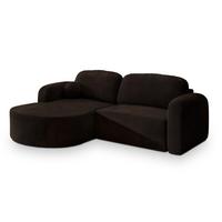 ECKSOFA AMILIA M L-S Braun Velours-Stoff mit Schlaffunktion - Braun, Holz (263/174cm) - MASSENO