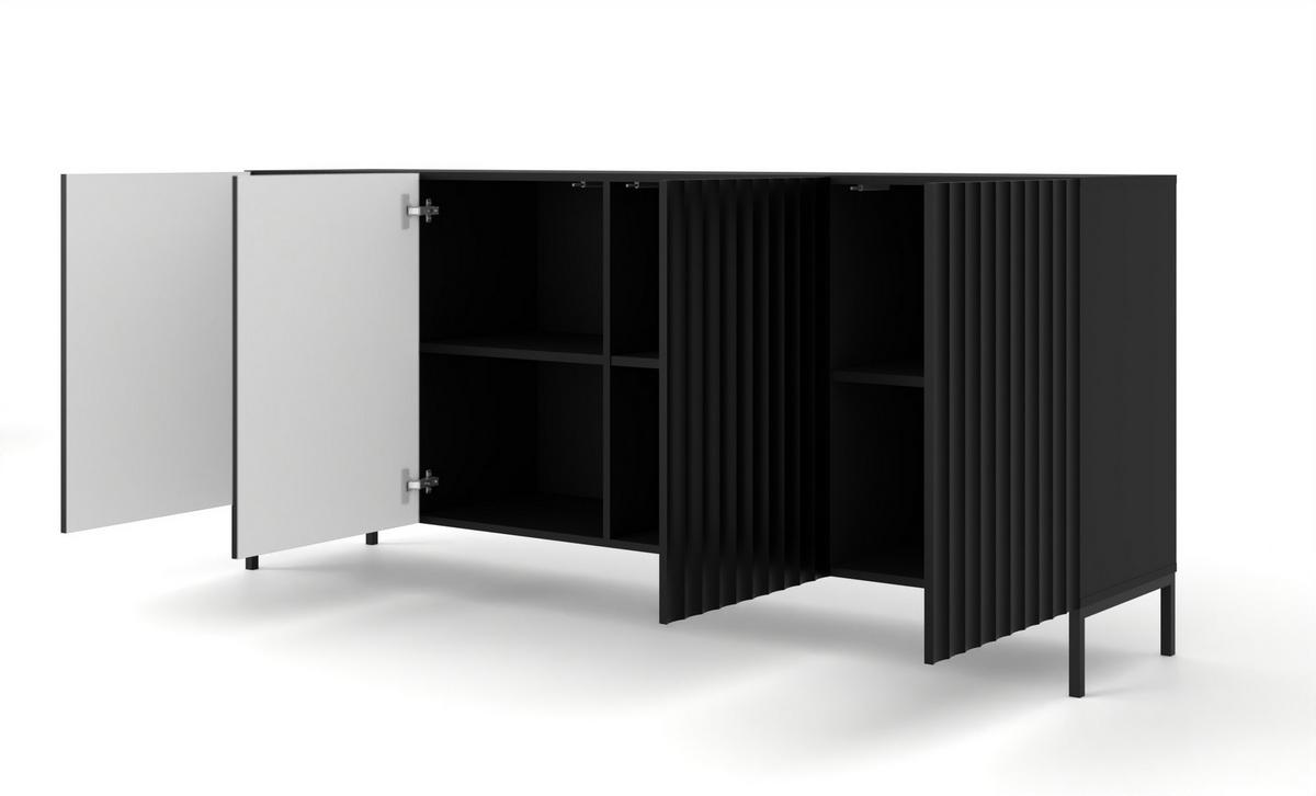 KOMMODE Schwarz, Schwarz 200/87/42 - Schwarz, Holzwerkstoff (200/87/42cm) - RAUMHIRSCH FURNITURE