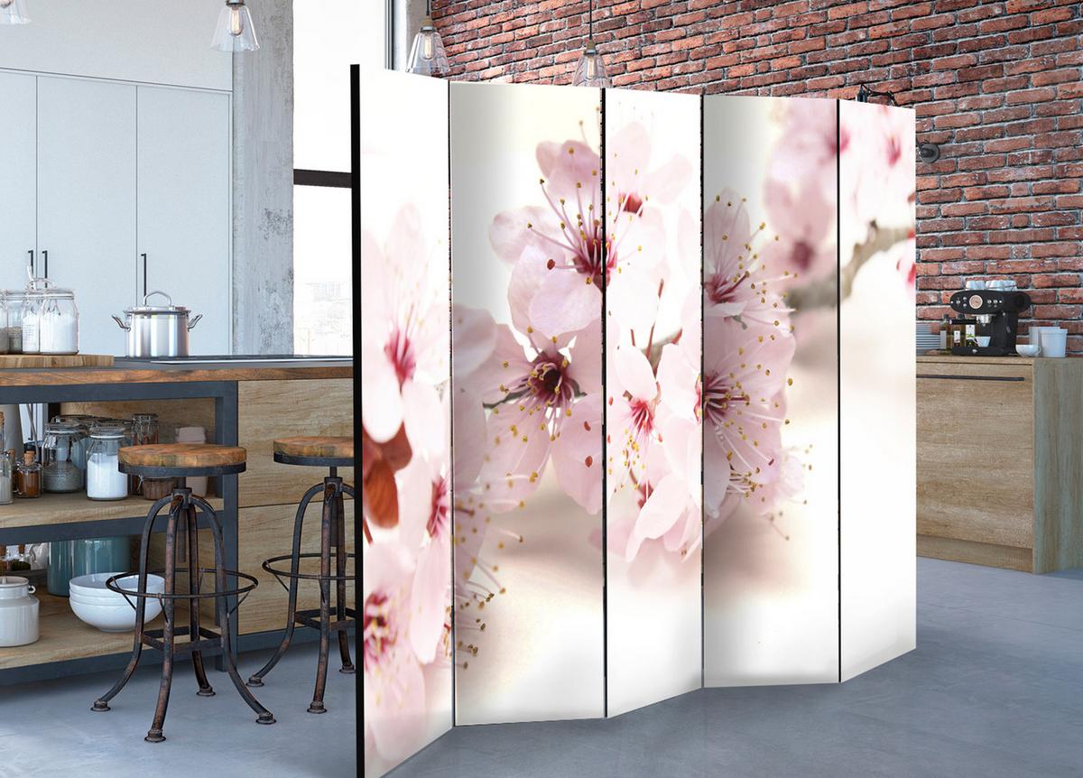 PARAVENT 5-tlg 225x172 cm Kirschblüten Natur - Rosa, Holz/Textil (225/172/3cm) - Muralo
