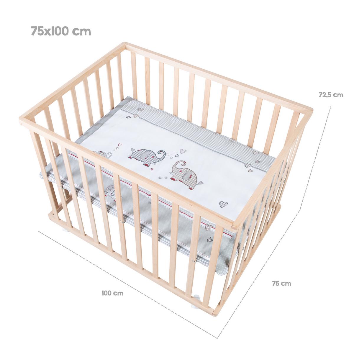 LAUFGITTER 100x75 Jumbo twins grau - Naturfarben, Holzwerkstoff (73/72/98.5cm) - Roba