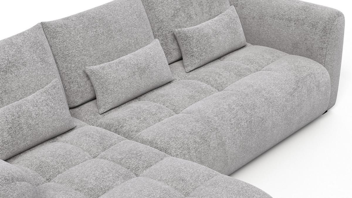 ECKSOFA SORENO 4-Sitzer, platingrau - Schwarz/Grau, Holz/Textil (293/171cm) - Wozimo