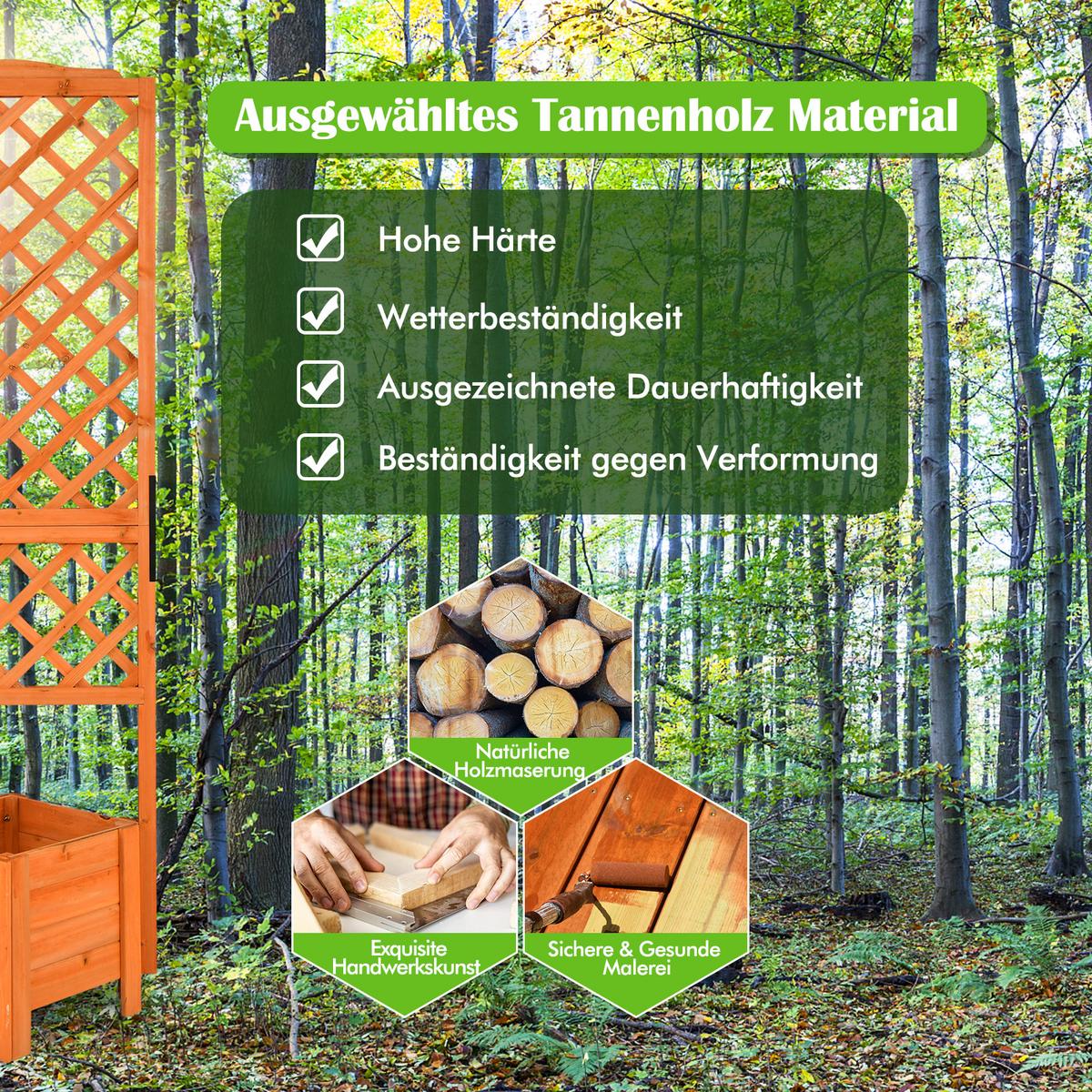 BLUMENKASTEN mit Rankgitter Orange - Orange, Holz (55/180/52cm) - COSTWAY