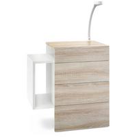 NACHTTISCH Queens Front in Eiche sägerau - Eiche San Remo, Holzwerkstoff (60/63/36cm) - Vladon