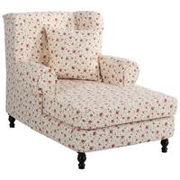SESSEL XXL Karley Bezug Flachgewebe Buche nussbaum dunkel / geblümt beige - Beige, Kunststoff (103/103/149cm) - 58aufmkessel