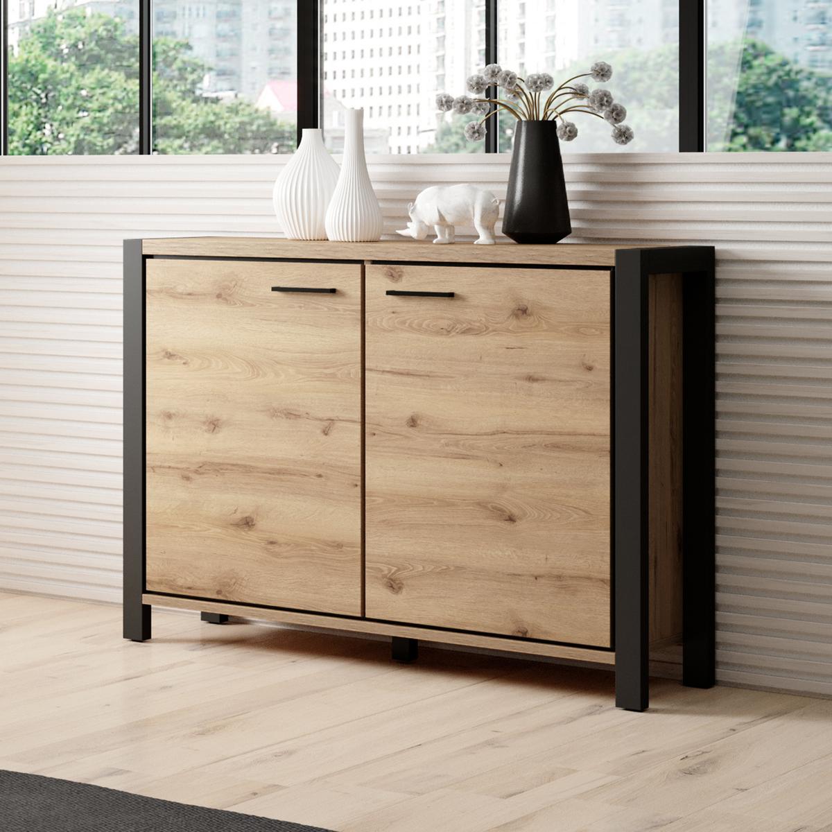 KOMMODE ATTIVO 112/91/41 cm mit 2 Türen Eichefarben - Eichefarben, Holzwerkstoff (112/91/41cm) - MASSENO