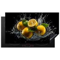 HERDABDECKPLATTE Zitrone - Obst - Gelb - Schwarz Ceranfeldabdeckung 90x52 cm - Gelb, Kunststoff (90/52/0.2cm) - MuchoWow
