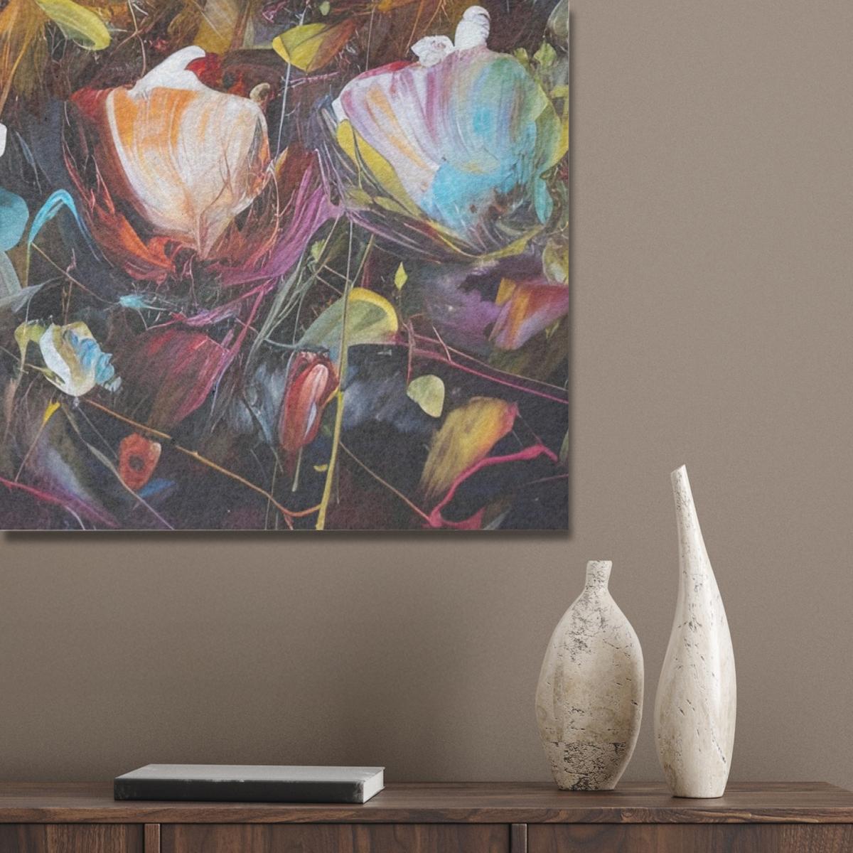 AKUSTIKBILD Blumen - Kunst - Natur - Ölgemälde Wanddeko 70x100 cm - Multicolor, Kunststoff (70/100/0.9cm) - MuchoWow