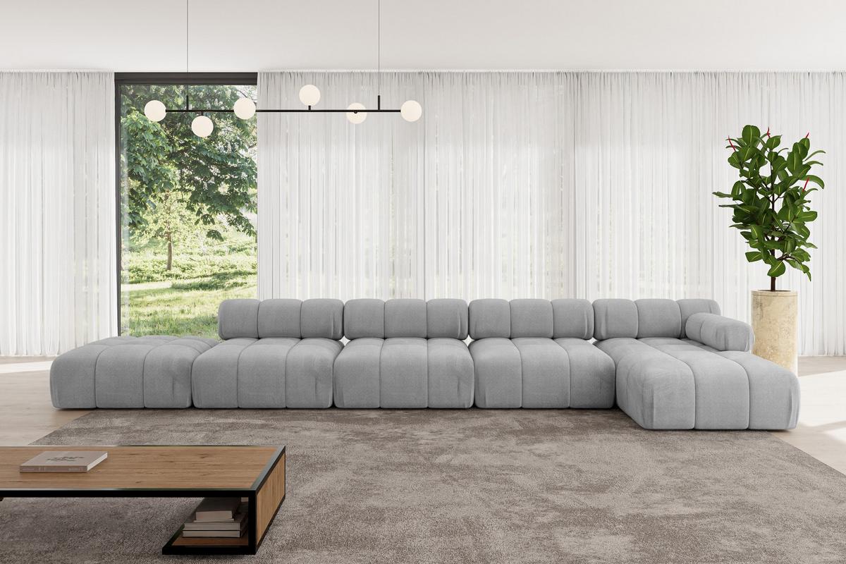 ECKSOFA modulares Sofa Lizur-L3 - 475x160x70 cm Hellgrau Velours - Hellgrau, Holzwerkstoff/Textil (475/160cm) - ALTDECOR