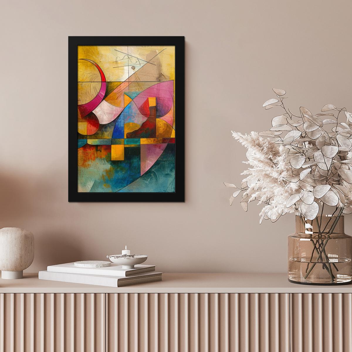 POSTER MIT RAHMENGERAHMTES BILD Kunst - Abstrakt - Modern Poster 20x30 cm - Gelb, Papier (20/30cm) - MuchoWow