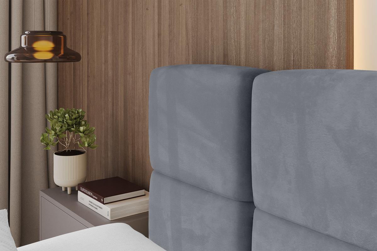 POLSTERBETT mit Bettkasten und Lattenrost, Bett mit Matratze H3/H4, Kopfteil, Boxbett, Doppelbett mit Stauraum - NATA-Z 120x200 Grau - Grau, Holzwerkstoff/Textil (120/200cm) - ALTDECOR