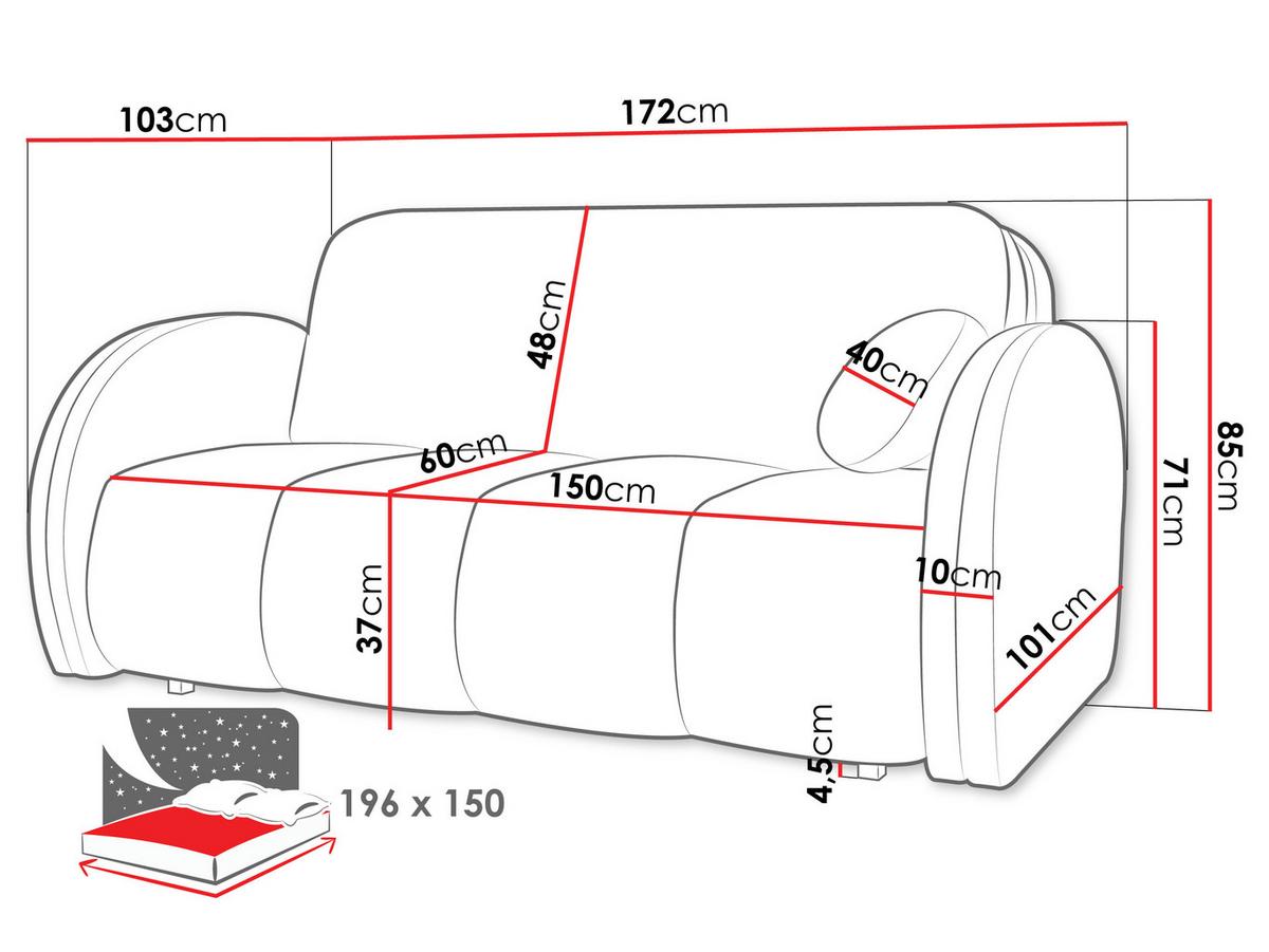SCHLAFSOFA Viva Comfy IV - Schwarz, Holz/Textil (172/85/103cm) - MIRJAN24