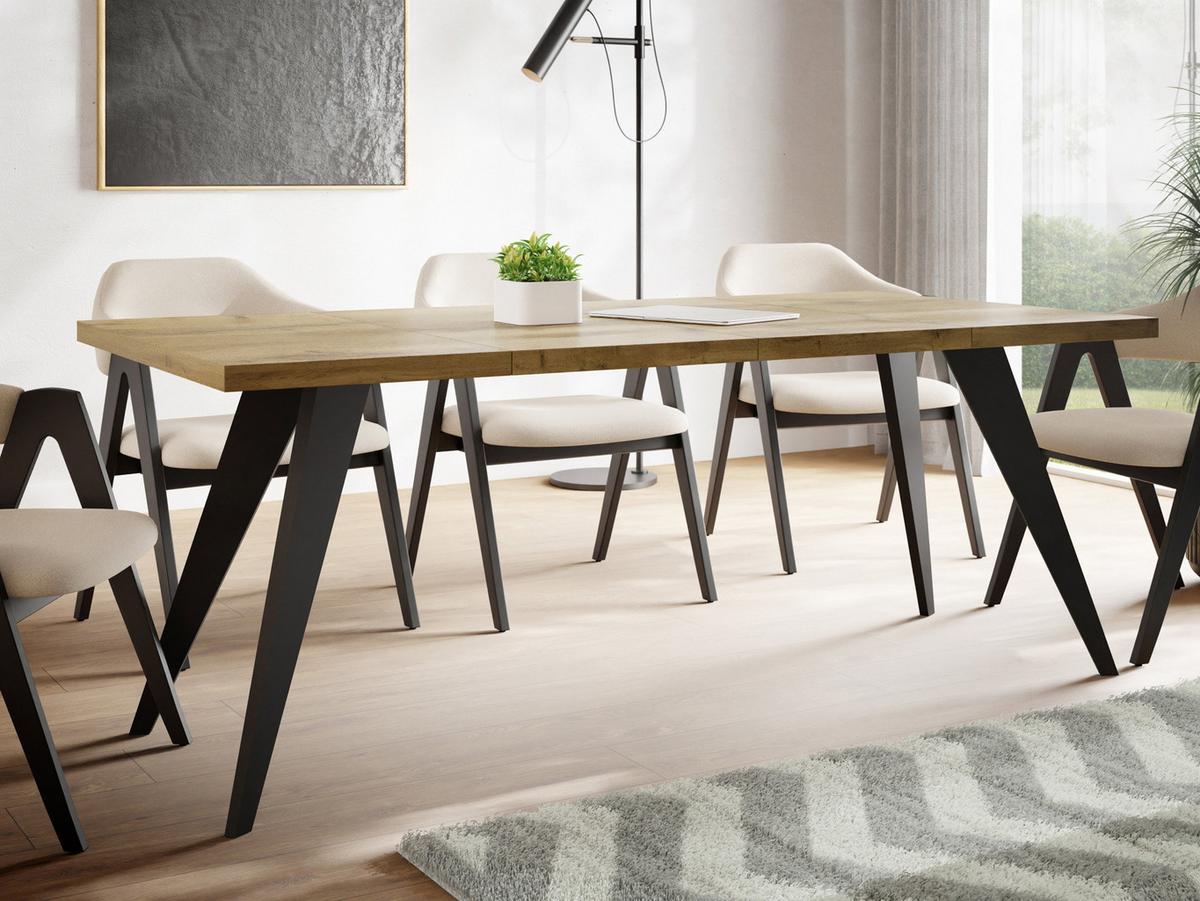 ESSTISCH Quadro quadratischer ausziehbarer, Wotan Eiche 100-200/100/76 cm - Eiche Wotan/Schwarz, Holz/Holzwerkstoff (100/200/76cm) - WFL GROUP