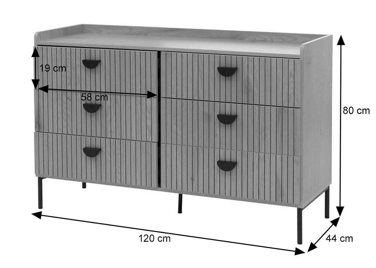 KOMMODE Schwarz - Schwarz, Holz (120/80/44cm) - MCW
