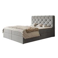 BOXBETT BOSTON mit 2 Bettkästen, 160x200, Farbe: Grau, Velourstoff, Doppelbett mit Bonell-Matratze - Grau, Holz/Kunststoff (160/200cm) - Alpi-Möbel