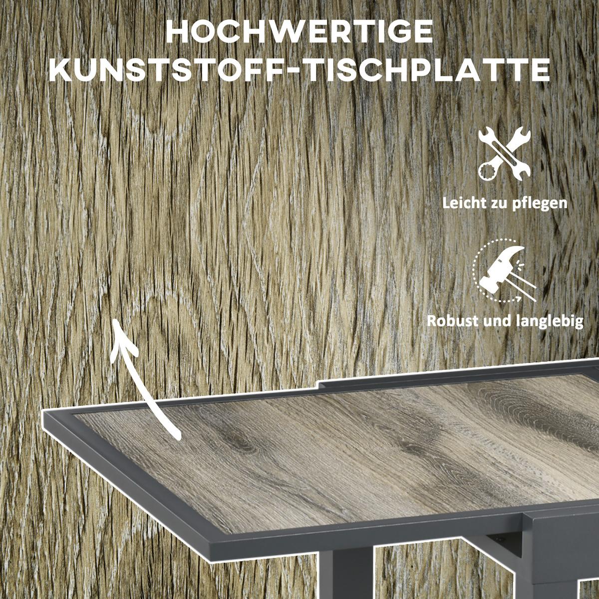 GARTENTISCH, Beige+Grau, Aluminium - Beige/Grau, Kunststoff/Metall (160/80/75cm) - Outsunny