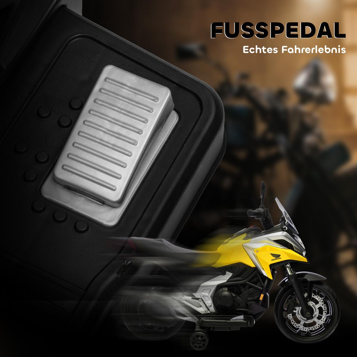 KINDER-ELEKTROMOTORRAD 12V Kindermotorrad mit MP3, USB, LED-Scheinwerfer in Gelb - Gelb, Metall (107/46/75cm) - AIYAPLAY