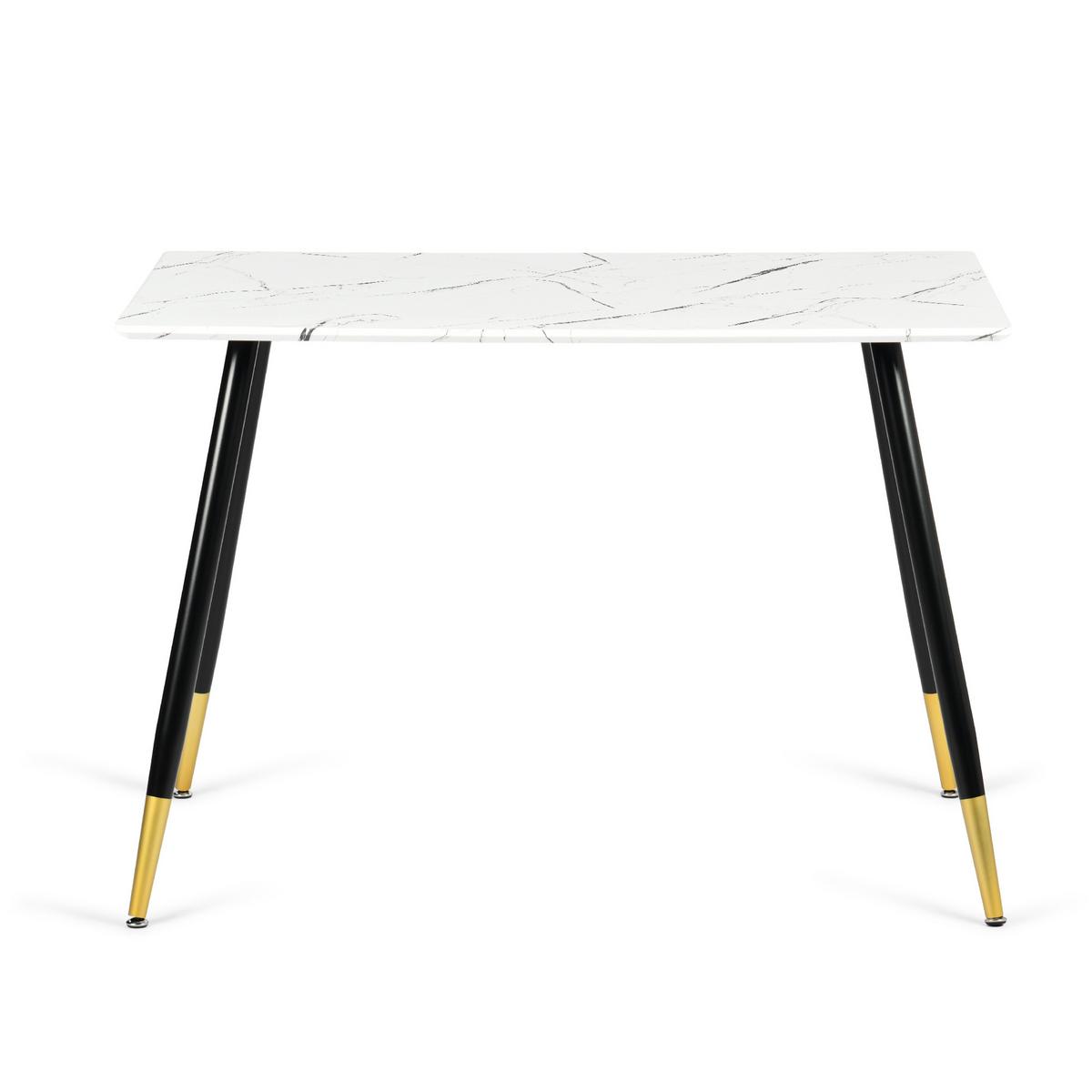 ESSTISCH 110/70/75 cm Rechteckige weiße Marmoroptik - Schwarz, Holz/Metall (70/110/75cm) - Urban Meuble
