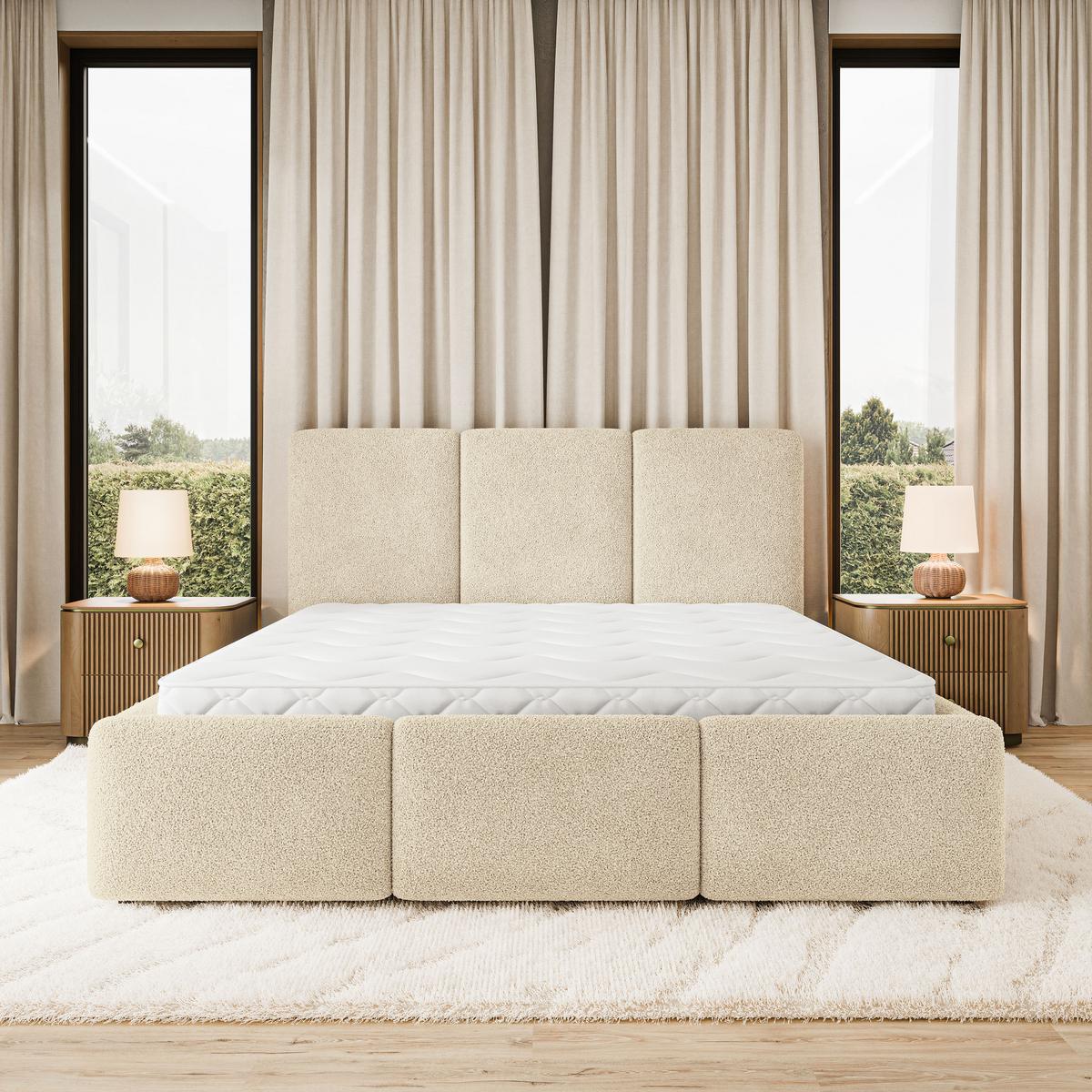 POLSTERBETT MORENA Q 120x200 cm mit Bettkästen - Creme - Creme, Holz (120/200cm) - MASSENO