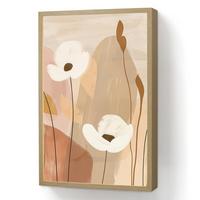 WANDLEUCHTE MIT AKKU Blumen - Abstrakt - Beige - Strichzeichnung 40x60 cm - Sandfarben, Holzwerkstoff (40/60/8cm) - OnlyWow