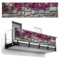 BALKON-SICHTSCHUTZ Bougainvillea - Steinmauer - Rosa Witterungsbeständig 300x80 cm - Magenta, Kunststoff (300/80cm) - MuchoWow