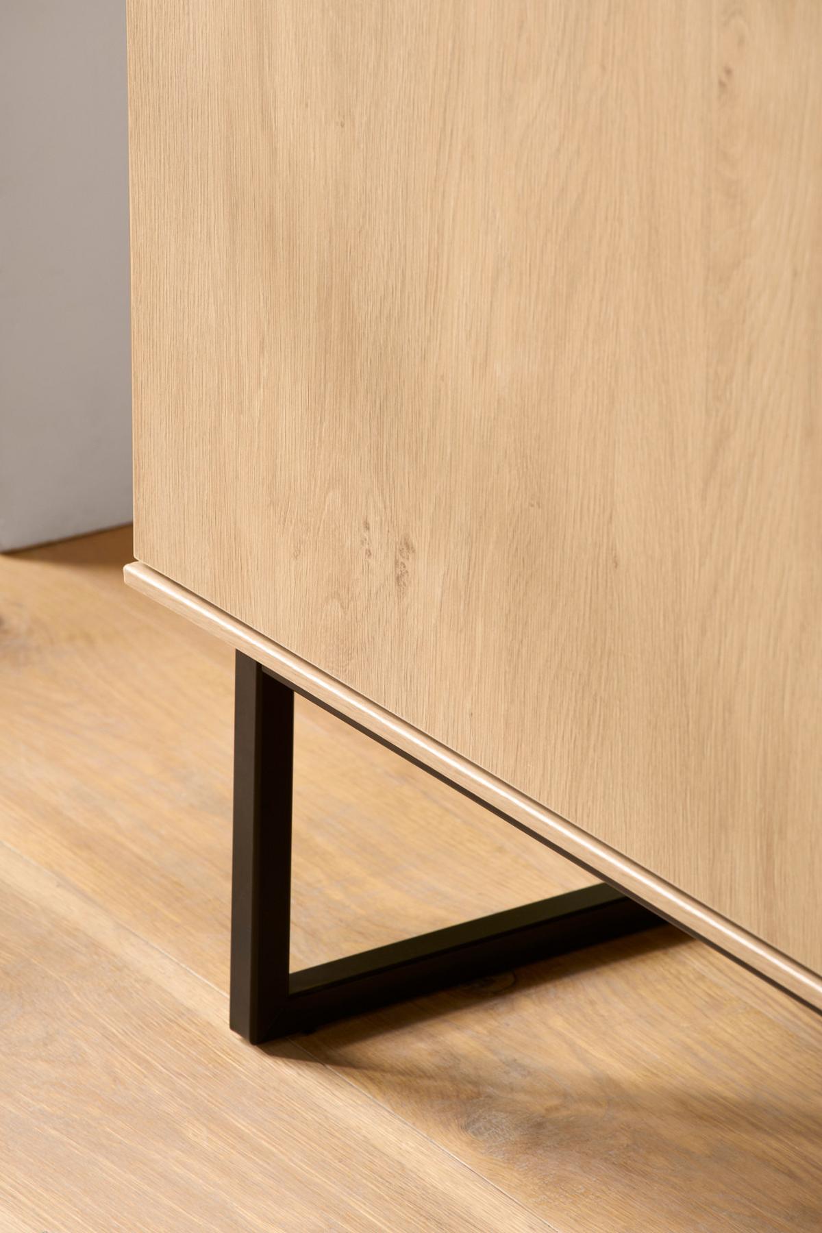 GARDEROBENSCHRANK Stone Eiche 58 x 200 cm, großer Schuhschrank mit Push-to-Open - Eichefarben/Schwarz, Holzwerkstoff/Metall (58/200/40cm) - Furn.Design