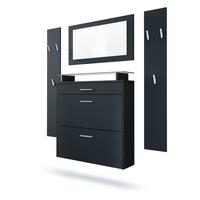 GARDEROBE Malea Front in Schwarz matt - Schwarz, Holzwerkstoff (180/180/23cm) - Vladon